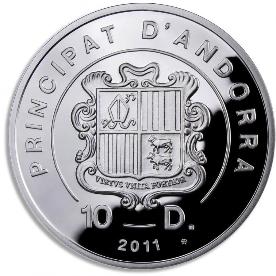 Andorra SAINT MARGARET Series HOLY HELPERS Silver Coin 10 Diner Proof 2011 