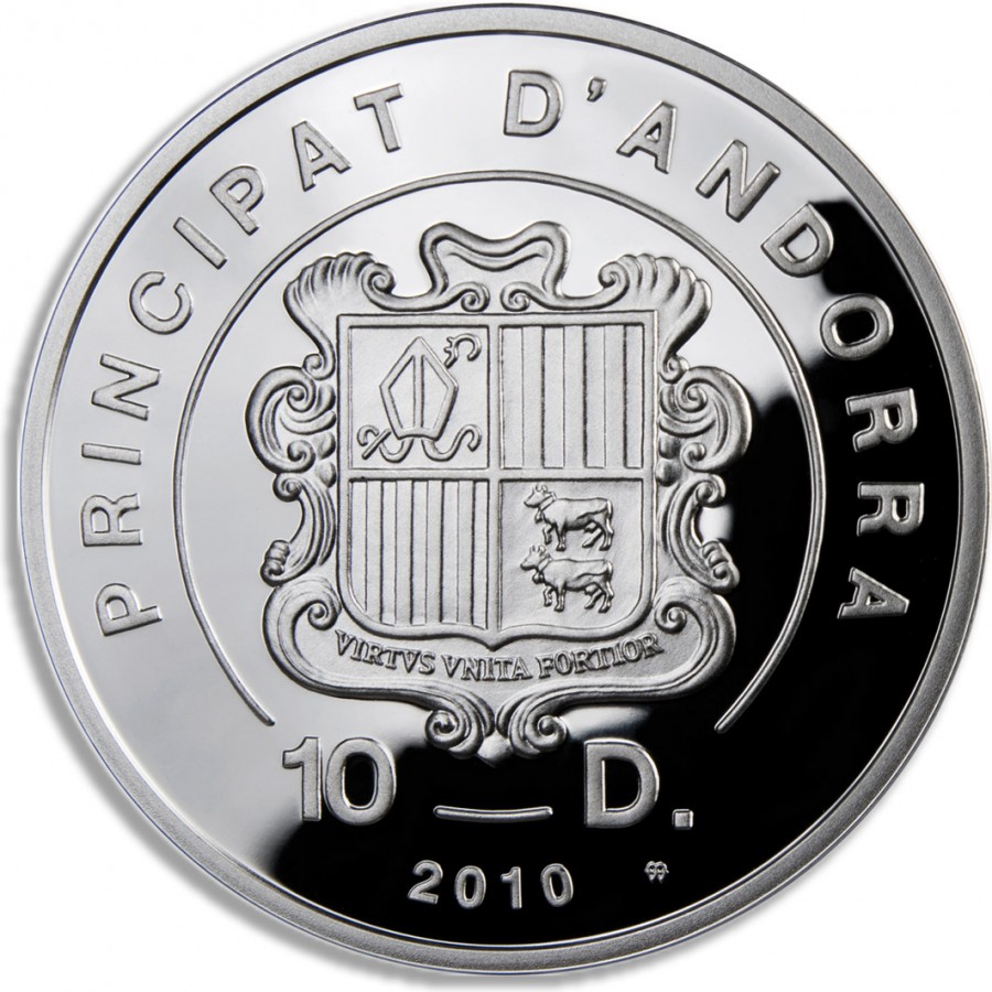 Andorra SAINT CATHERINE Series HOLY HELPERS Silver Coin 10 Diner 2010 Proof