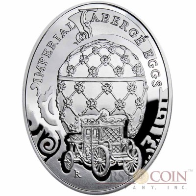 Niue Island Coronation Egg $2 Imperial Faberge Eggs 56.56 g series Silver Coin 2010 Oval Proof 1.8 oz