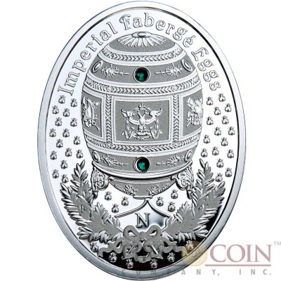 Niue Island Napoleonic Egg NAPOLEON $1 Imperial Faberge Eggs 16.81 g series Silver Coin 2012 Oval Shape Proof Swarovski Crystals 0.54 oz