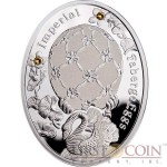 Niue Island Swan Egg $1 Imperial Faberge Eggs 0.5 oz series Silver 16.81 g Coin 2012 Oval Shape Proof Swarovski Crystals 0.54 oz