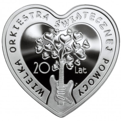 Poland LOVE AND MUSIC 20 YEARS OF THE GREAT ORCHESTRA OF CHRISTMAS CHARITY 10 Złoty Silver Coin 2012