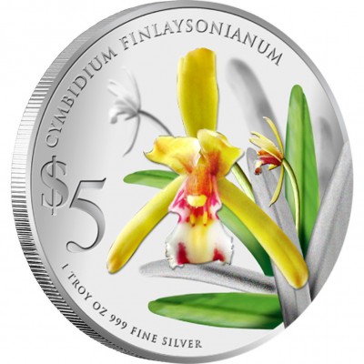 Singapore CYMBIDIUM FINLAYSONIANUM $5 NATIVE ORCHIDS OF SINGAPORE series Silver Coin 2011 Proof 1 oz