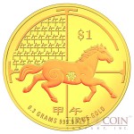 Singapore Year of the Horse 2014 Lunar Series $1 Gold Coin Proof