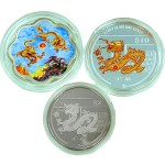 Singapore Year of the Dragon Lunar Calendar $12 Silver Coin Set 2012 Proof 2 oz