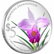 Singapore ARUNDINA GRAMINIFOLIA $5 NATIVE ORCHIDS OF SINGAPORE series Silver Coin 2012 Proof 1 oz