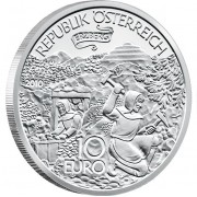 Silver Coin THE DISCOVERY OF THE ERZBERG (IRON MOUNTAIIN) 2010 “Tales and Legends of Austria” Series