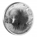 Silver Coin SPINY ANTEATER with Black Diamonds 2012, Papua New Guinea - 1 oz