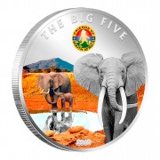 Copper Silver Plated Colored Coin THE ELEPHANT 2010 "The Big Five” Series, Ivory Coast 