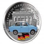 Copper Silver Plated Colored Coin BRANDENBURG GATE - Trabant car 2010 "20 Years German Reunification” Series, Malawi