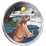 Silver Coin HIPPO with Citrin  2012, Niger