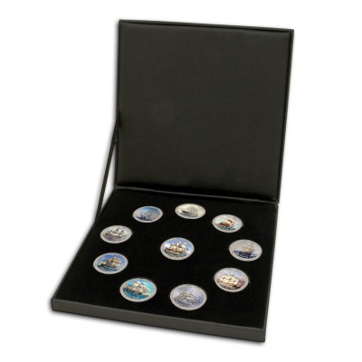 "Famous Sailing Ships II" 2012 Ten Cu-Ni with Handcrafted Cold-enamel-application Coins Set, East Caribbean States