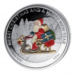 Silver Colored Coin SANTA CLAUS, "Christmas Coins" Series, Liberia - 1/2 oz