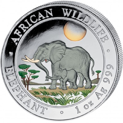 Silver Colored Coin ELEPHANT 2011 "African Wildlife" Series - 1 oz