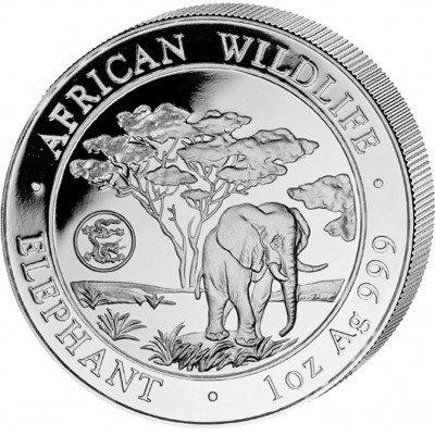 Silver Bullion Coin ELEPHANT 2012 "African Wildlife" Series Dragon Privy - 1 oz