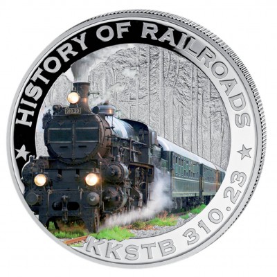 Silver Colored Coin AUSTRIAN STATE RAILROAD 2011, "History of Railroads" Series, Liberia 