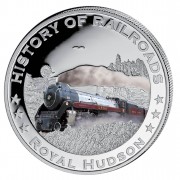 Silver Colored Coin ROYAL HUDSON 2011, "History of Railroads" Series, Liberia 