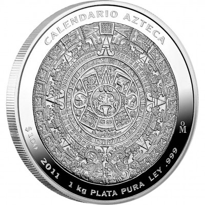 Silver Coin MEXICAN AZTEC CALENDAR 2012 Proof Like, Mexico - 1 Kilo