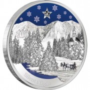 Silver Coin SILENT NIGHT 2012 “Christmas Coins” Series with zirconia crystal and coloured elements