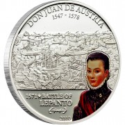 Silver Coin DON JUAN DE AUSTRIA - BATTLE OF LEPANTO 2010 "Great Commanders & Battles” Series