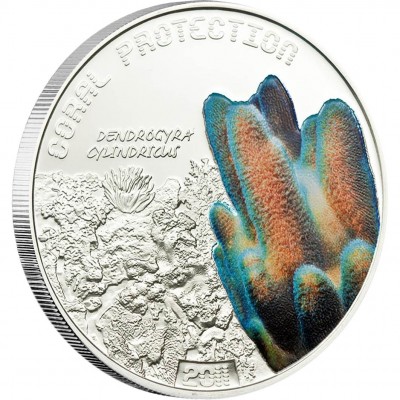 Silver Coin DENDROGYRA CYLINDRICUS 2011 "Coral Protection” Series