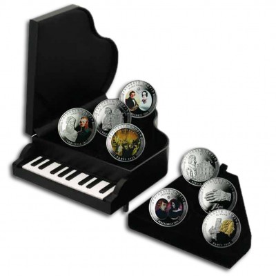 LIFE OF CHOPIN 2009 "Composers" Series Eight Silver Coin Set