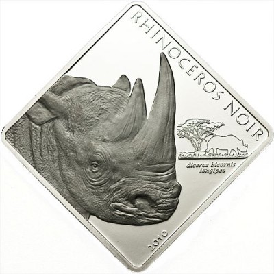 Silver Coin RHINOCEROS NOIR 2010 "Rare Wildlife” Series - 2 oz