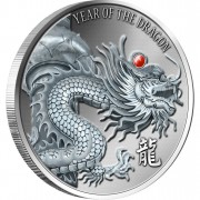 Silver High Relief Coin RED FIRE DRAGON 2012, Fiji - 2oz