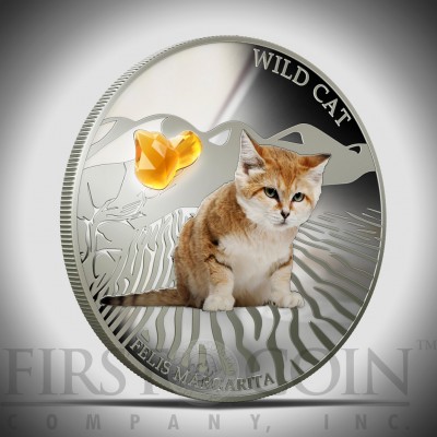 Silver Coin WILD CAT - FELIS MARGARITA 2013 "Dogs and Cats" Series Fiji - 1 oz