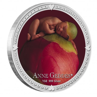 Silver Colored Coin ANNE GEDDES SET - GIRL 2012, Niue - 1 oz