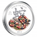 Silver Colored Coin LUNAR YEAR OF THE SNAKE 2013, Niue - 1/2 oz