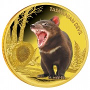 Gold Colored Coin TASMANIAN DEVIL 2013, Niue - 1 oz, Proof