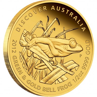 Gold Coin GREEN AND GOLD BELL FROG 2012 "Discover Australia 2012” Series - 1/2 oz, Proof