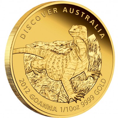 Gold Coin GOANNA 2012 "Discover Australia 2012” Series - 1/10 oz, Proof