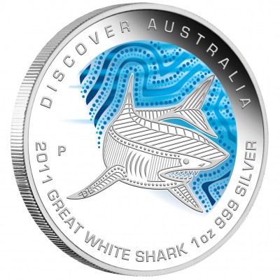 Silver Coin GREAT WHITE SHARK "Discover Australia 2011 Dreaming” Series