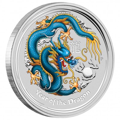 Silver Colored Coin YEAR OF THE DRAGON 2012 "Lunar II” - 1oz