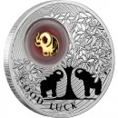 Silver Coin ELEPHANT 2012 “Lucky coins” Series with 24K Gold Plated Piece