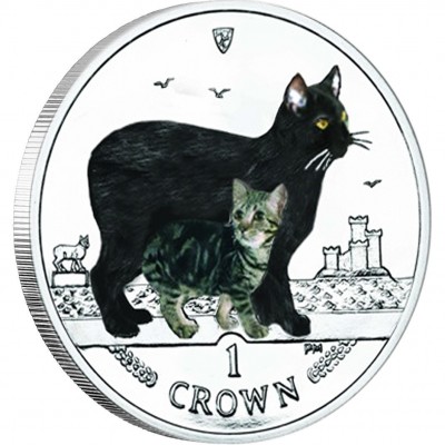 Cu-Ni Colored Coin Manx Cat 2012 Cats Series - 1 oz