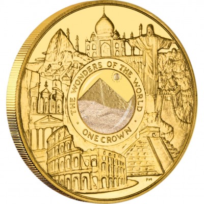 Gold Coin with Sand from the Great Pyramid of Giza THE WONDERS OF THE MODERN WORLD 2008