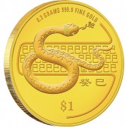 Gold Bullion Coin SNAKE 2013 "Lunar" Series, Singapore